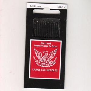 Richard Hemming Needles - Milliners Size 7 - Made in England