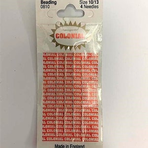 Colonial 4 Needle Set - Beading Size 10/13 - Made in England