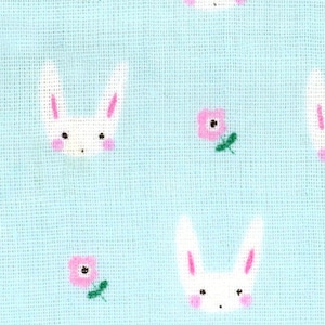 Bunnies on Blue - Creator's Room Japan Cotton Double Gauze Fabric