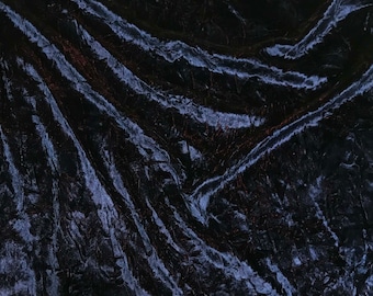 Iridescent Navy Blue/ Burgundy - Stretch Polyester Crushed Velvet Fabric