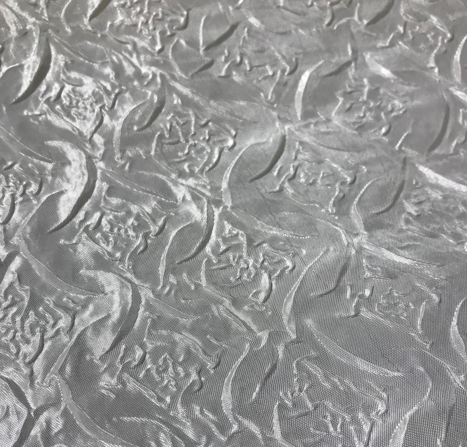 White Embossed Damask Faux Silk Taffeta Fabric Etsy