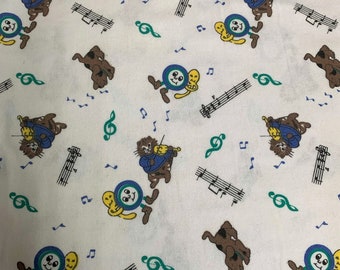 Hey Diddle Diddle Nursery Rhyme - Cotton Flannel Fabric
