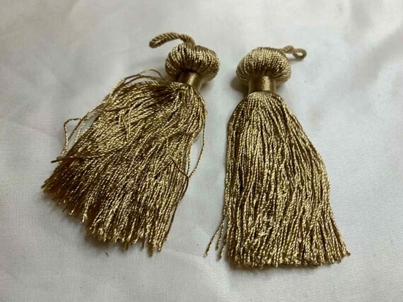 gold none - Gold 3" Bell Tassel Fringe Vintage New by Conso Set of 2
