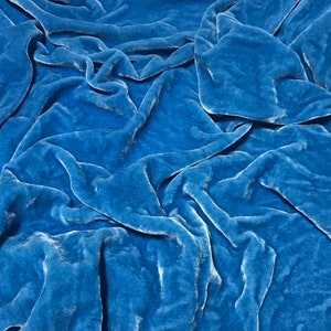 LIGHT BLUE Hand Dyed Silk Velvet Fabric