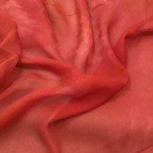 Silk Gauze Chiffon - Hand Dyed Coral - 42&quot; wide