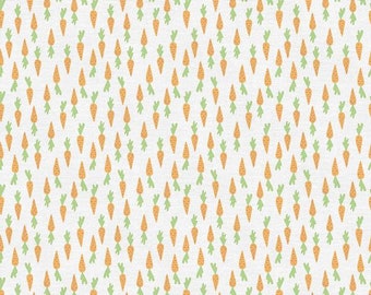 Bunny Trail - Orange Carrots on White - Paintbrush Studio Cotton Fabrics