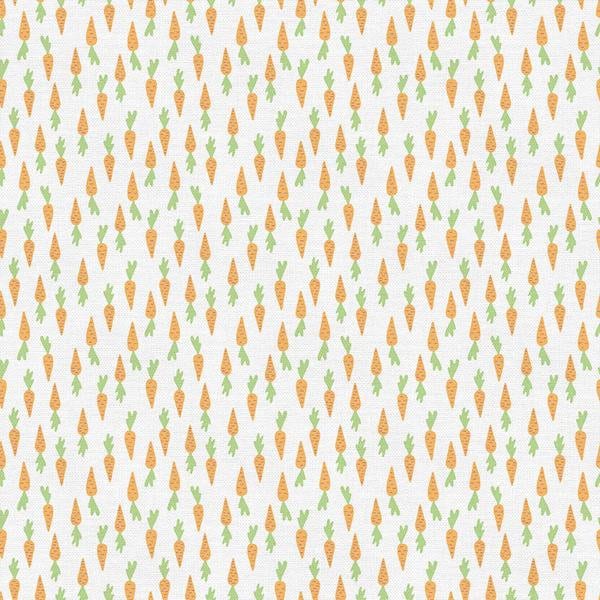 Bunny Trail - Carottes orange sur blanc - Paintbrush Studio Cotton Fabrics