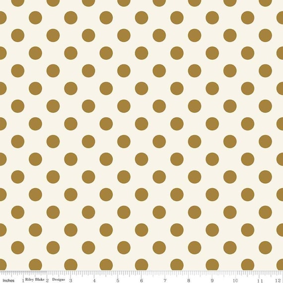 Riley Blake Cotton Fabric In Bloom Dot Gold Sparkle