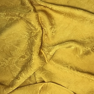 Hand Dyed Honey Mustard PAISLEY - Silk Jacquard Fabric