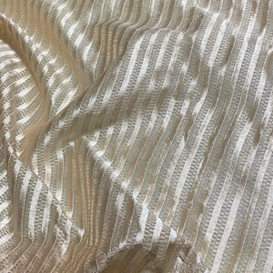 Peach Satin Stripe Organza Fabric