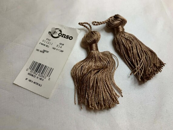 copper none - Light Copper 3" Bell Tassel Fringe Vintage New by Conso Set of 2