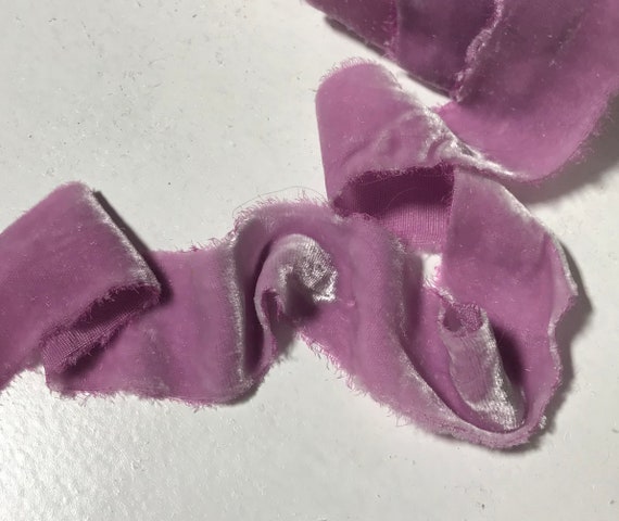 Hand Dyed Mauve Silk Velvet Ribbon 3 Widths to choose from