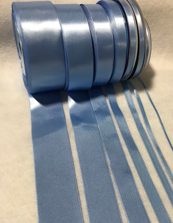 blue none - Baby Blue Double Sided Satin Ribbon - Made in France (7 Widths to choose from)