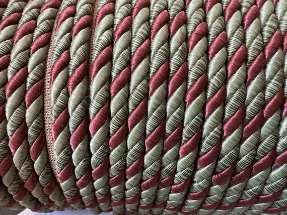 wine none - Wine & Sage Green Lip Cord Braid Gimp Trim 3/8" wide x 2 Yard increments