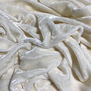 IVORY Hand Dyed Silk Velvet Fabric