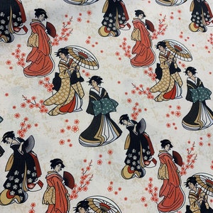 Kimonos & Koi - Japanese Geisha - Paintbrush Studio Cotton Fabric