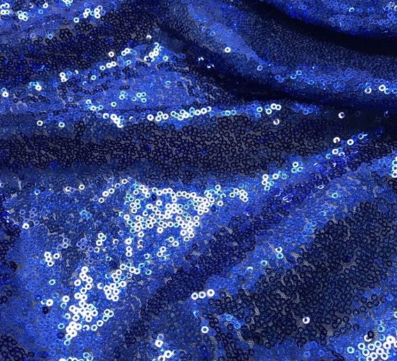Remnant Sale Royal Blue SEQUIN Spangle Sewn on Mesh Fabric | Etsy