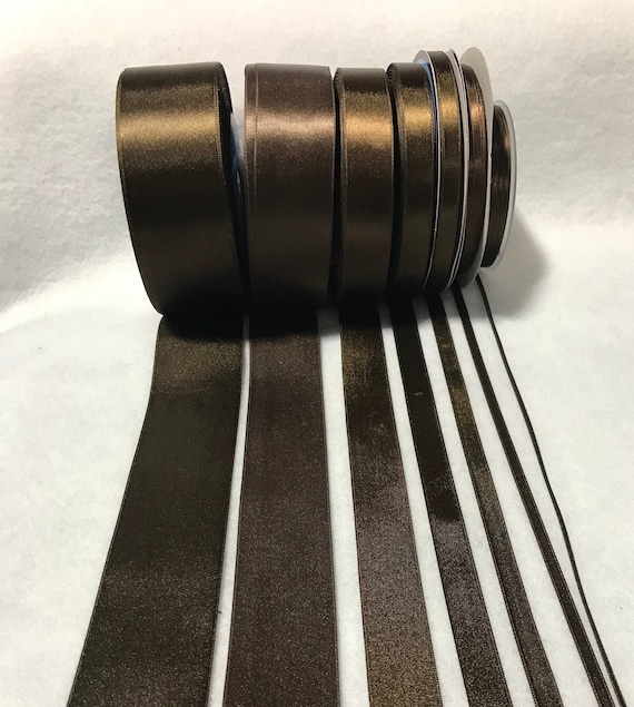 brown none - Chocolate Brown Double Sided Satin Ribbon - Made in France (7 Widths to choose from)