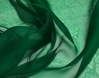 Hand Dyed EMERALD GREEN - Silk Organza Fabric