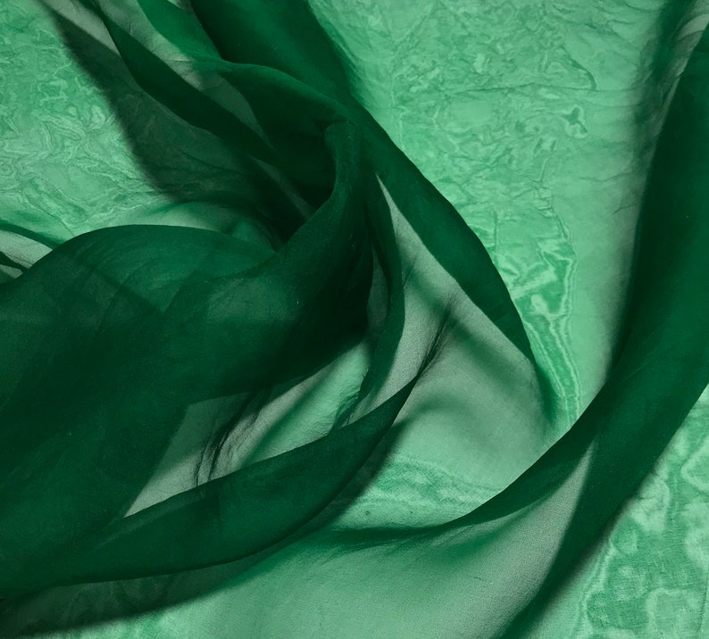 Hand Dyed EMERALD GREEN Silk Organza Fabric Etsy