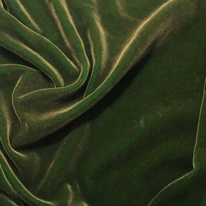 Hand Painted Silk Velvet Fabric - Antique Gold on Kelly Green