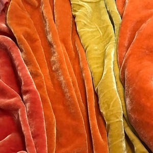 Light Autumn Sample Set - Hand Dyed Silk Velvet Fabric - 9&quot;x45&quot; Each