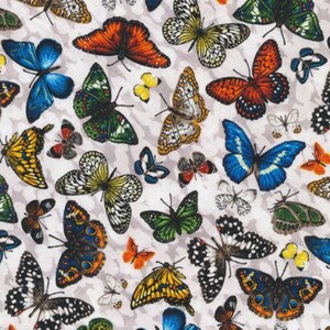 Frolicking Fields Butterflies White - Paintbrush Studio Cotton Fabric