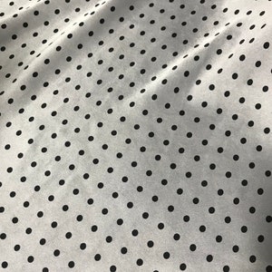Hand Dyed Silk CHARMEUSE Fabric Silver & Black Small Polka Dots