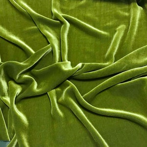 IRIDESCENT YELLOW GREEN Silk Velvet Fabric