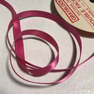 Azalea Pink 3/8&quot; Vintage Grayblock Double Faced Satin Ribbon x 2yd 16&quot;