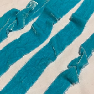 Hand Dyed AQUA Silk Velvet Ribbon ( 4 Widths to choose from)