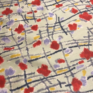 Remnant Sale 16"x42" - Abstract Cross Hatch Floral - Silk/Cotton Satin Sateen Fabric