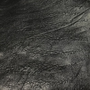 Può includere: Primo piano di una texture in pelle nera con un leggero bagliore. La pelle ha un aspetto leggermente rugoso, creando una superficie testurizzata.