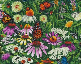 Frolicking Fields - Wildflowers & Butterflies - Paintbrush Studio Cotton Fabrics