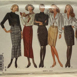 Vintage 1990&#39;s New Look 6102 Bleistiftrock Falten oder mit Knopfleiste Schnittmuster Grössen 8-18 Uncut FF