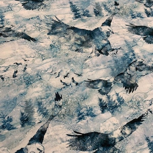 Soar Moody Blues Eagles Trees - door Deborah Edwards voor Northcott Cotton Fabric DP24583-42