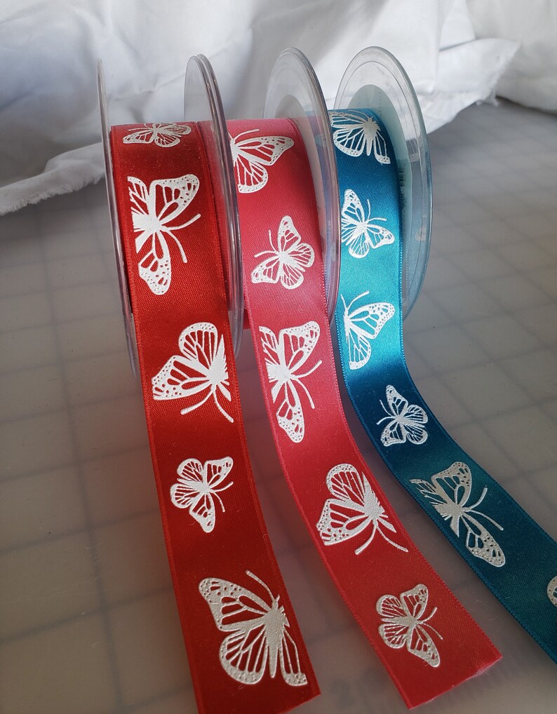 Blue Butterfly Satin Ribbon Trim Made in France 1 Wide - Etsy