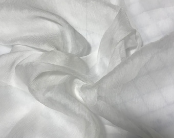 White - Crinkle Silk Chiffon Fabric