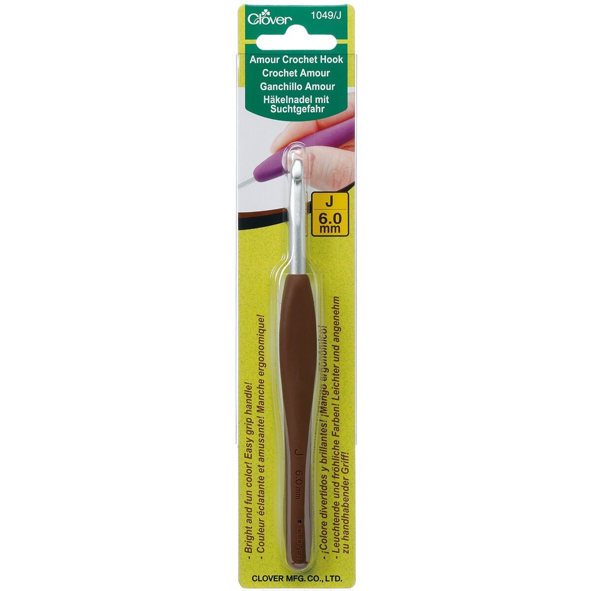 Clover Amour Crochet Hook - Size J (6.0mm) With Comfort Grip Handle - View #3