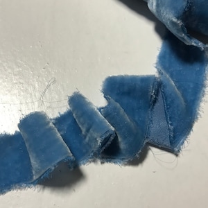 Hand Dyed Light Blue Silk Velvet Ribbon ( 4 Widths to choose from)