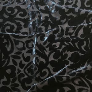 DENIM BLUE SCROLL - Hand Dyed Burnout Silk Velvet