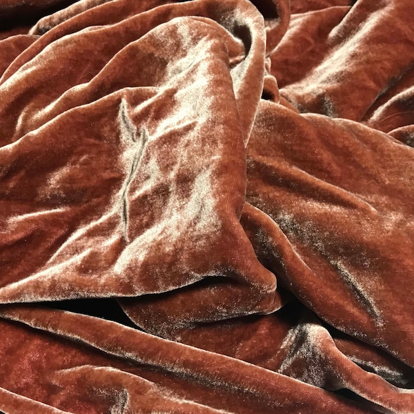 IRIDESCENT ROSE GOLD Silk Velvet Fabric