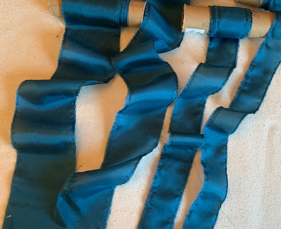 teal none - Teal Blue 100% Silk Habotai Ribbon ( 4 Widths to choose from)