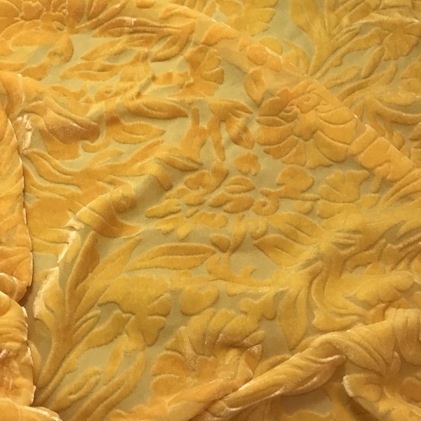 Golden Poppy Floral - Hand Dyed Burnout Silk Velvet