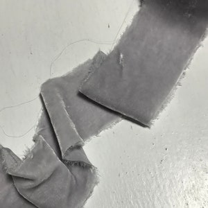 Hand Dyed Silver Gray Silk Velvet Ribbon ( 4 Widths to choose from)