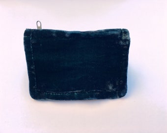 Peacock Blue Hand Dyed Silk Velvet Zipper Pouch - Small 3.5x5"