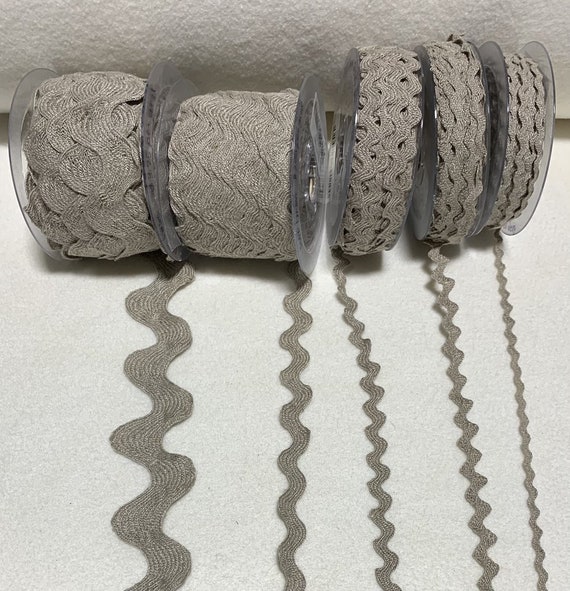 none - Natural Linen Rick Rack Trim - Made in France (4 Widths to choose from)