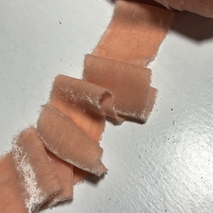 Hand Dyed Peach Silk Velvet Ribbon ( 4 Widths to choose from)