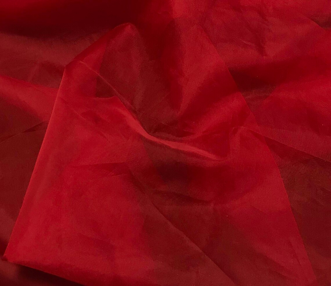 Scarlet Red Silk Organza Fabric Etsy
