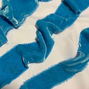 Hand Dyed CARIBBEAN BLUE Silk Velvet Ribbon ( 4 Widths to choose from)
